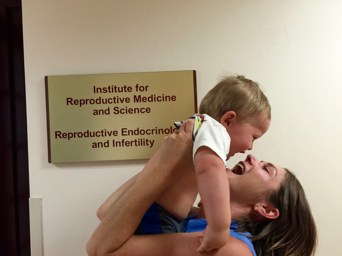 Trish Russo and baby at reproductive medicine institute